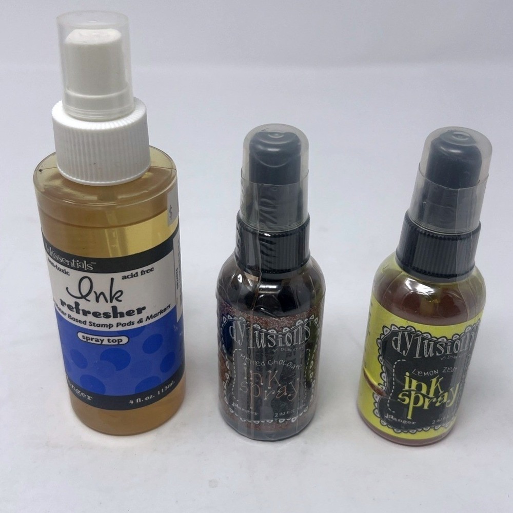 Ranger Ink Spray Lot of 3 Dylusions Lemon Zest Melted Chocolate Ink Refresher